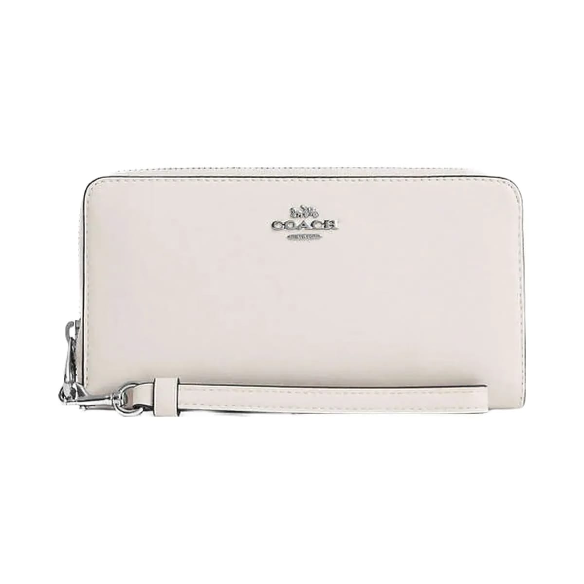 Coach Long Zip Around Wallet Calf Leather-Silver-Chalk