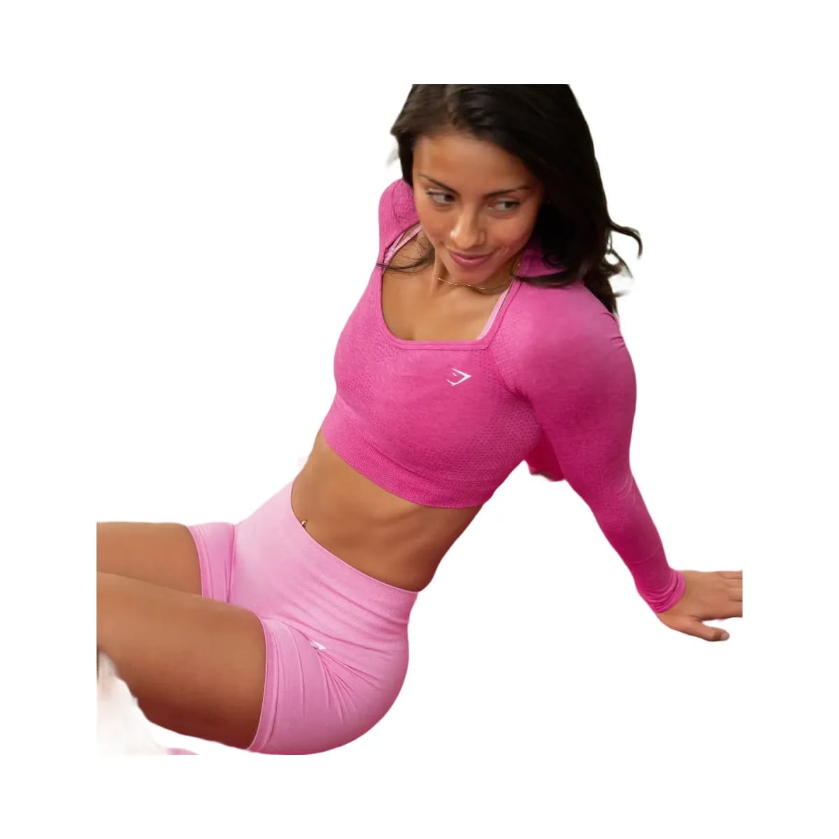 Gymshark Vital Sweetheart Neck Crop Top "Super-Set Pink Marl"