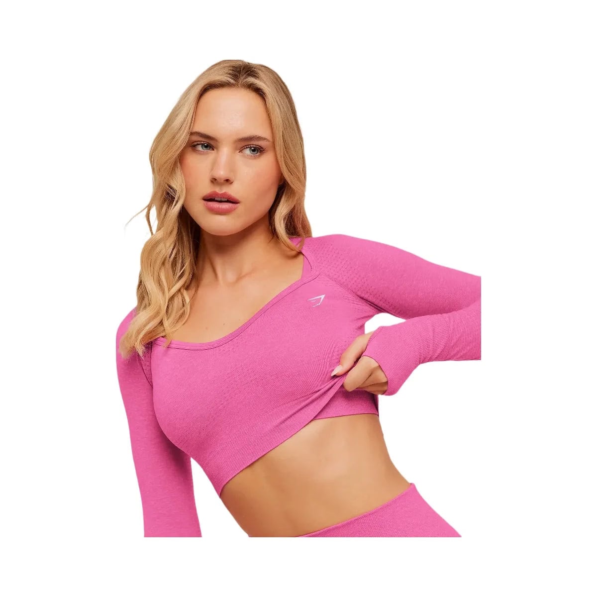 Gymshark Vital Sweetheart Neck Crop Top "Super-Set Pink Marl"