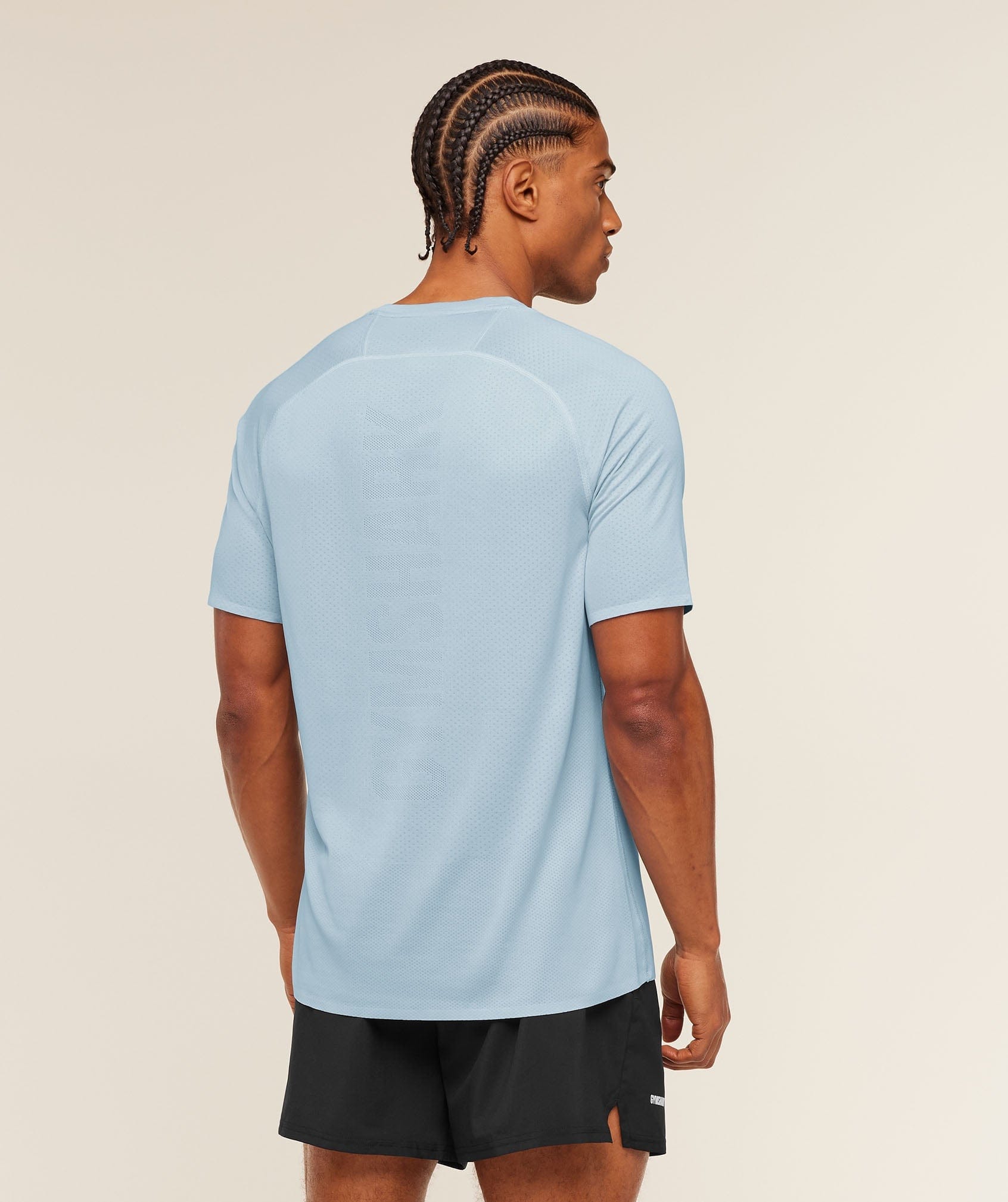 Gymshark Hybrid Engineered Jacquard T-Shirt Chilled Blue