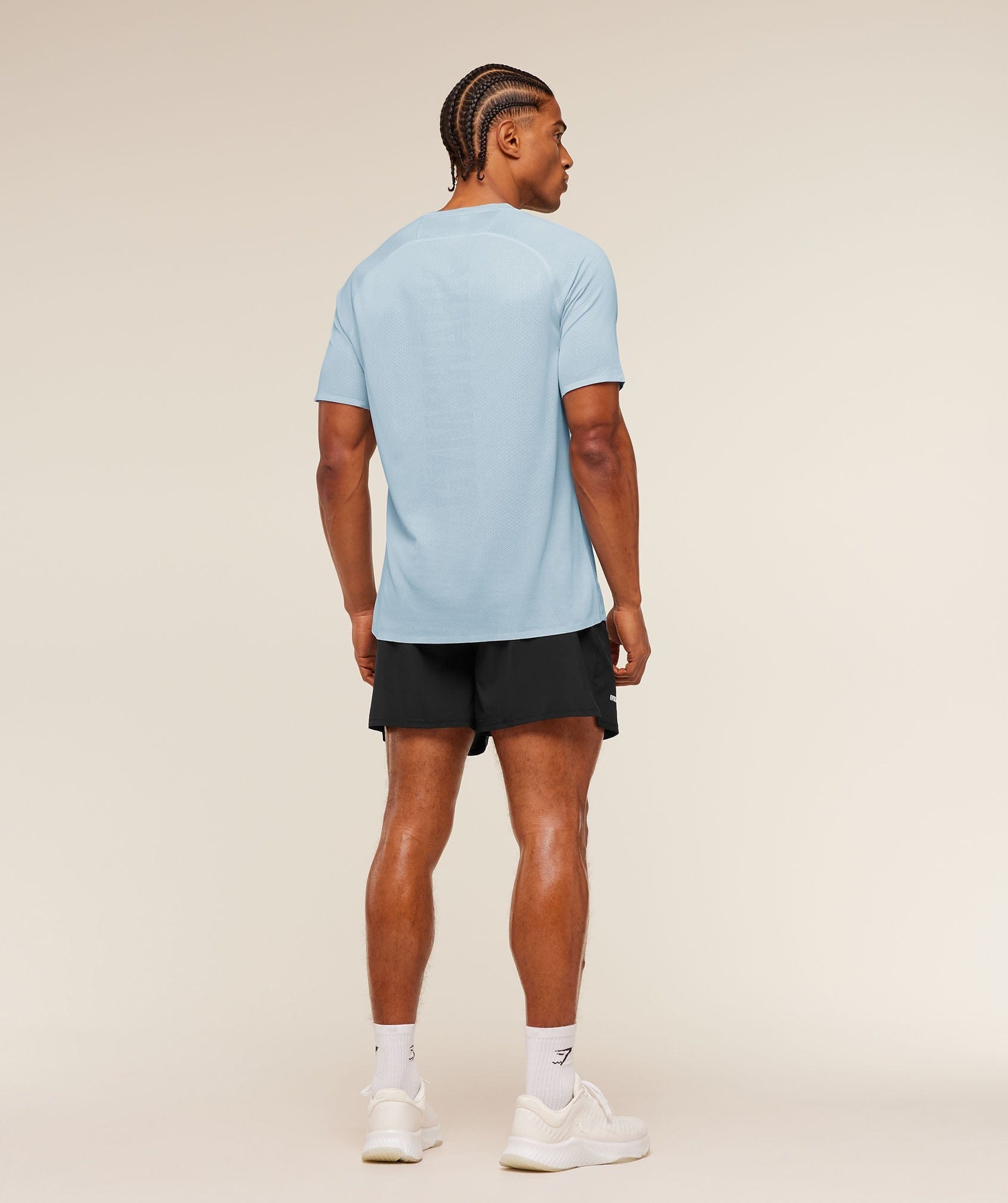 Gymshark Hybrid Engineered Jacquard T-Shirt Chilled Blue