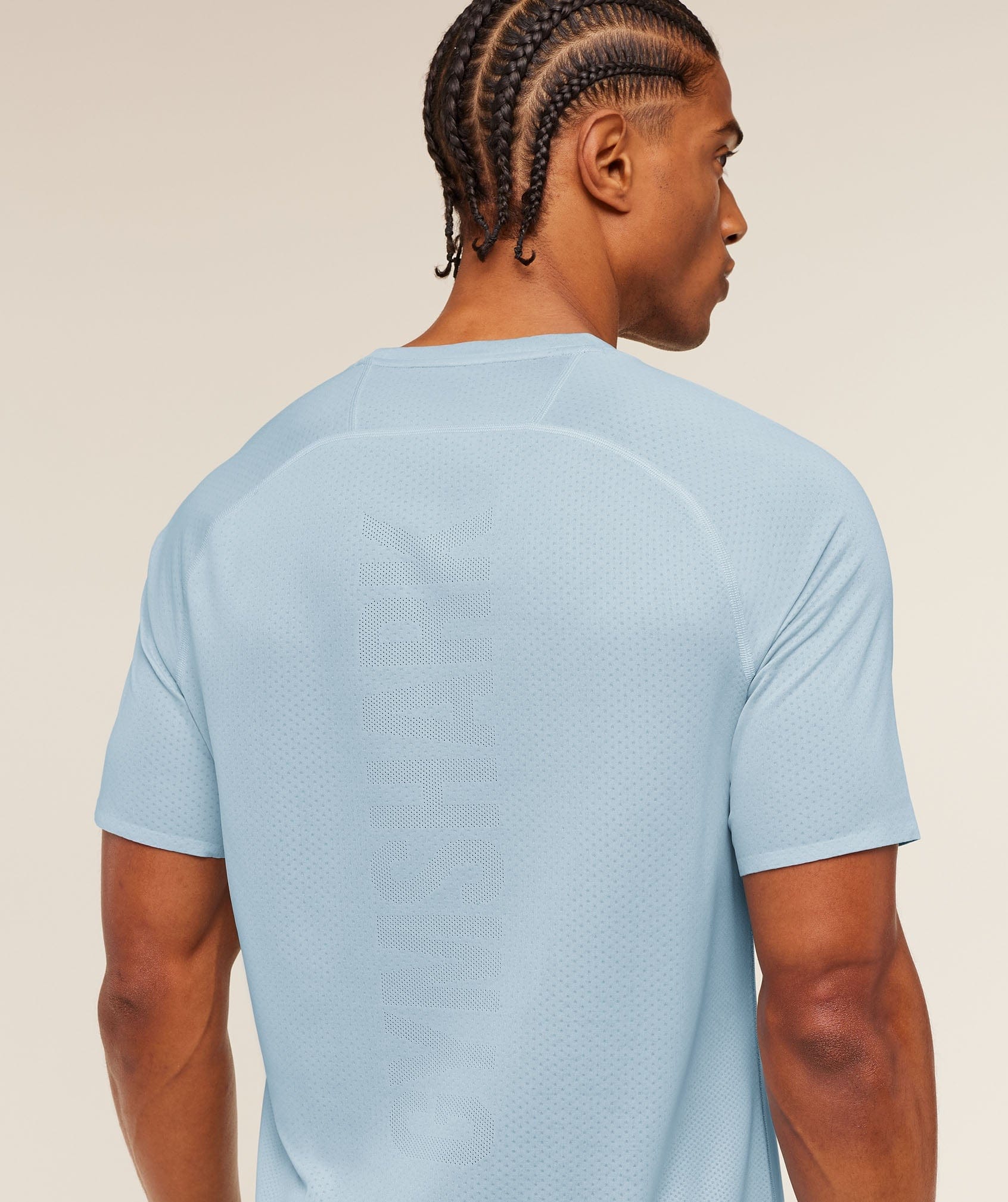 Gymshark Hybrid Engineered Jacquard T-Shirt Chilled Blue