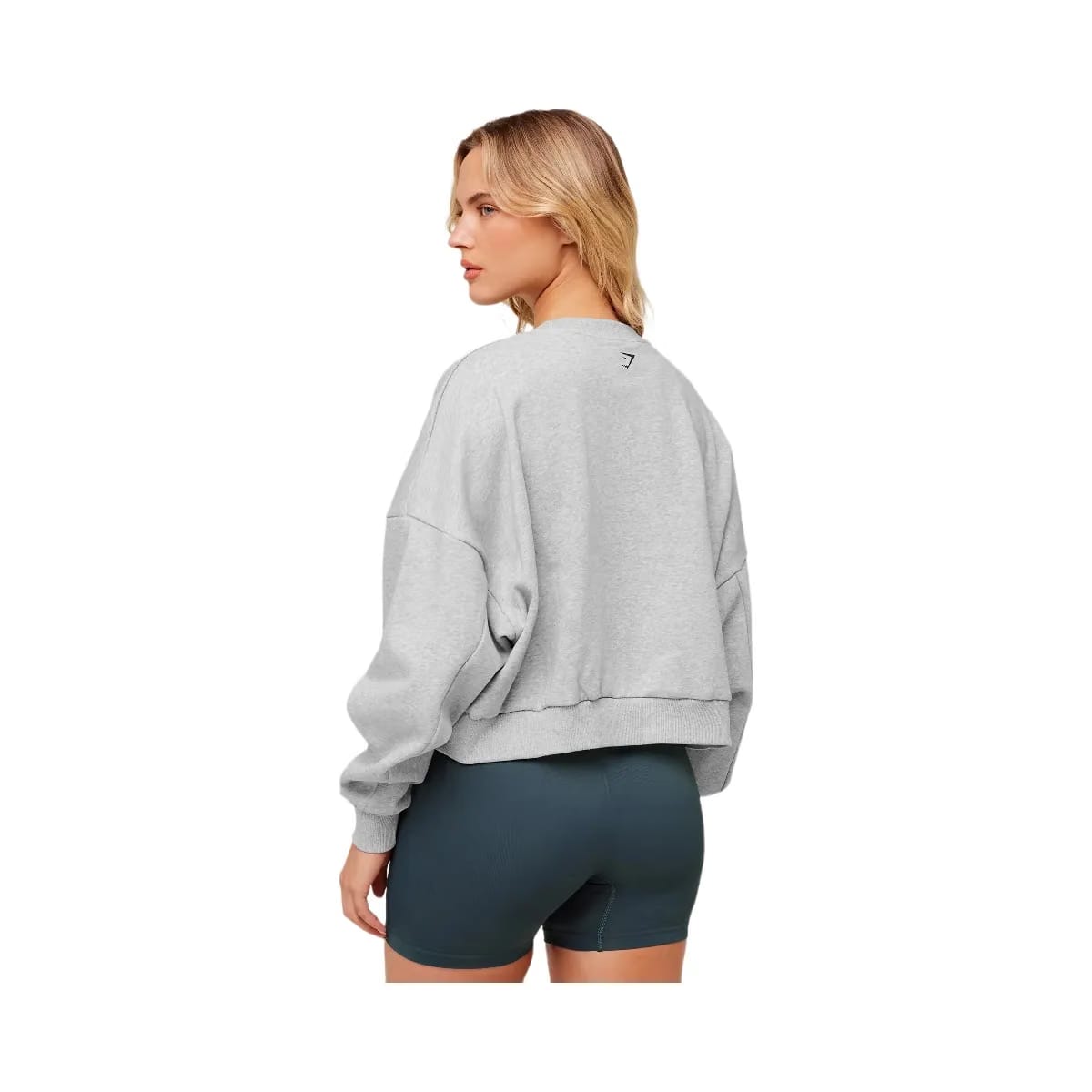 Gymshark Worn Crest Graphic Sweatshirt "Light Grey Core Marl"