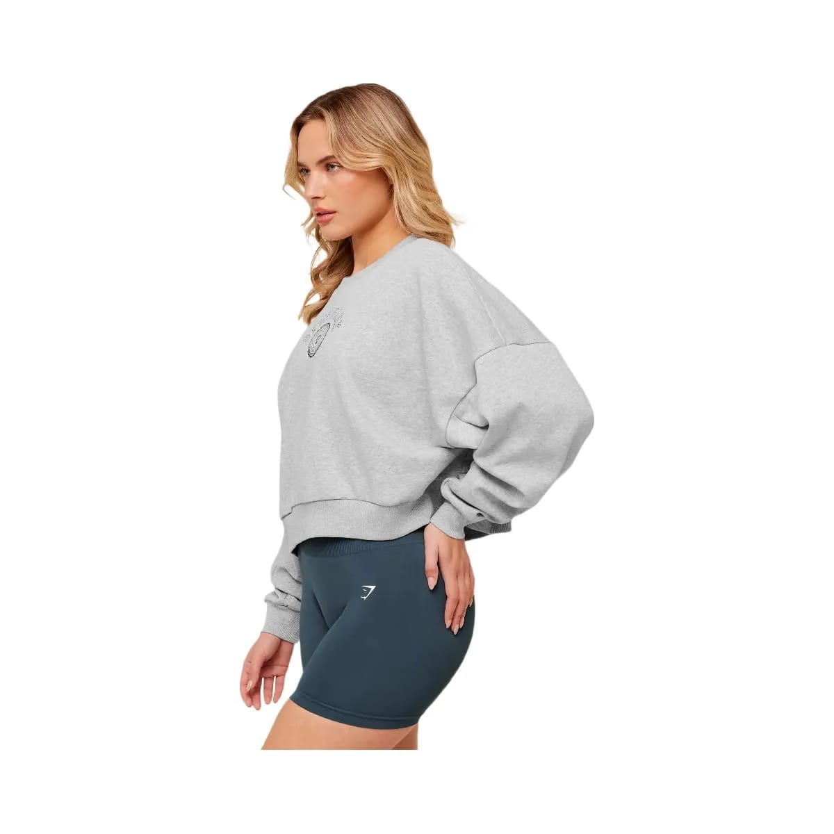 Gymshark Worn Crest Graphic Sweatshirt "Light Grey Core Marl"