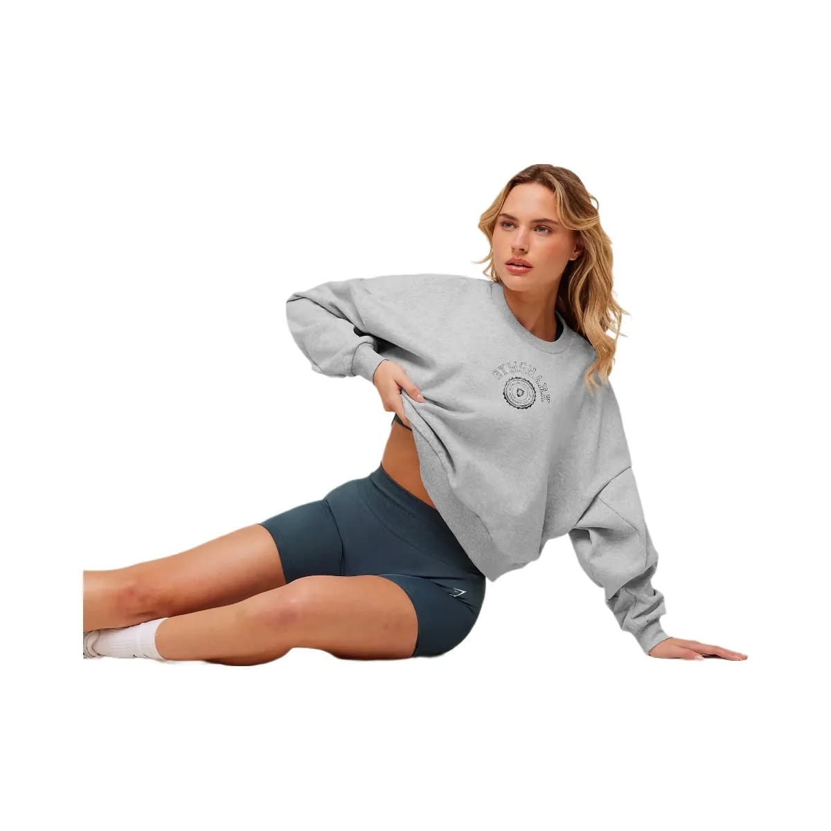 Gymshark Worn Crest Graphic Sweatshirt "Light Grey Core Marl"