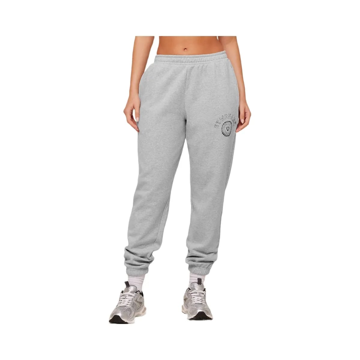 Gymshark Worn Crest Graphic Joggers "Light Grey Core Marl"