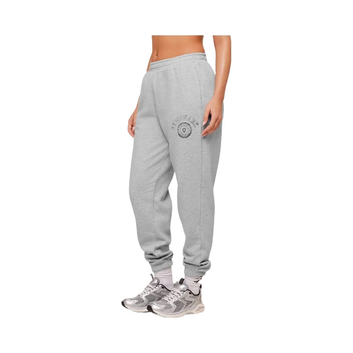 Gymshark Worn Crest Graphic Joggers "Light Grey Core Marl"