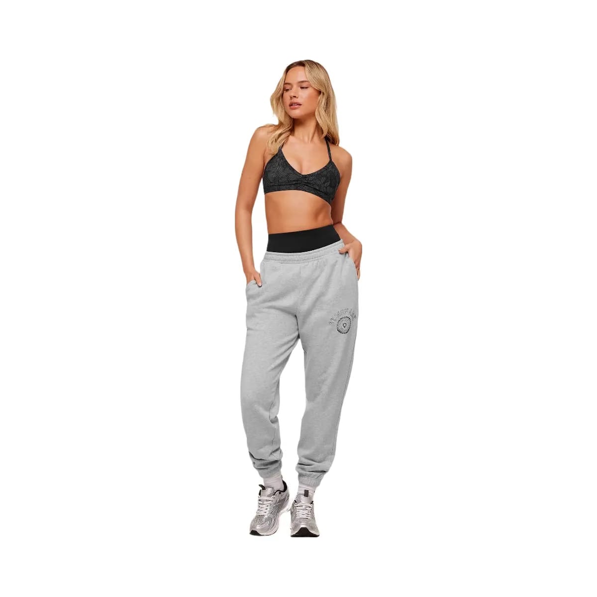 Gymshark Worn Crest Graphic Joggers "Light Grey Core Marl"