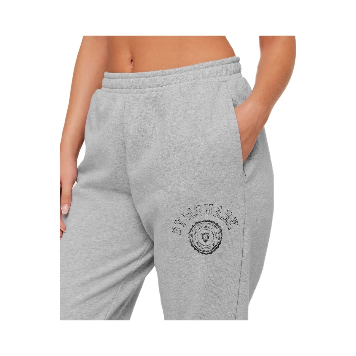 Gymshark Worn Crest Graphic Joggers "Light Grey Core Marl"