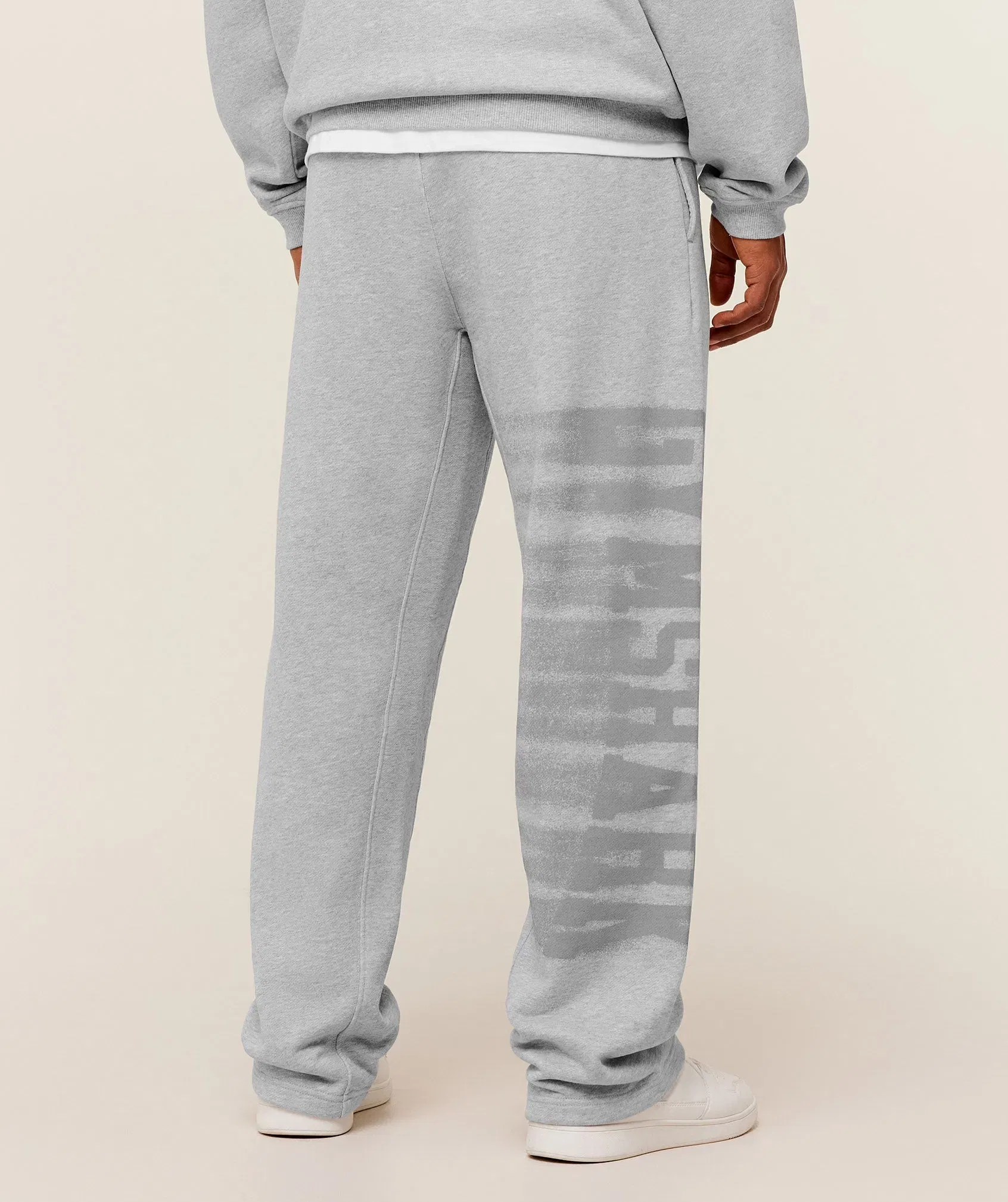 Gymshark Fade Graphic Straight Leg Pants Light Grey Core Marl
