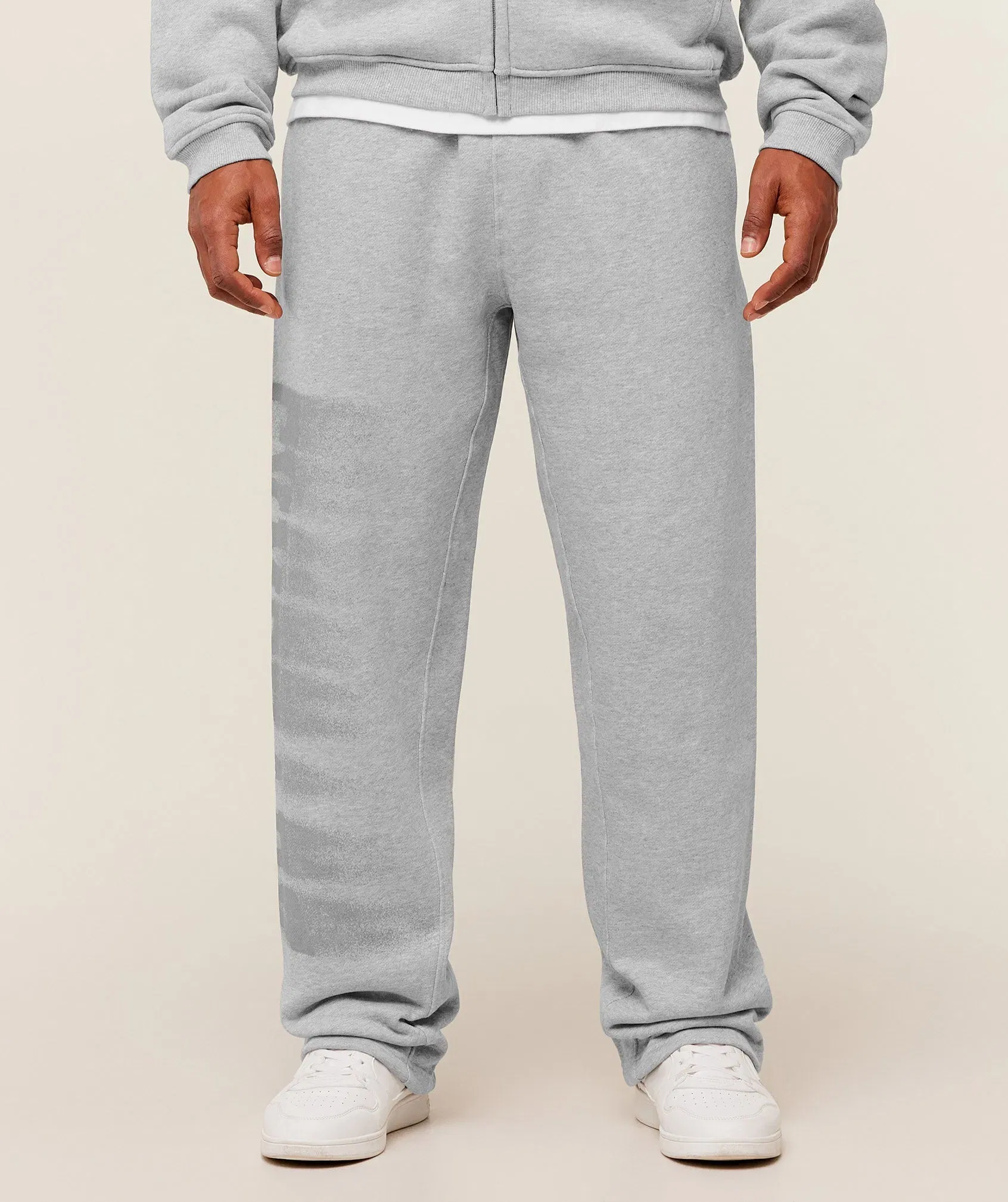 Gymshark Fade Graphic Straight Leg Pants Light Grey Core Marl