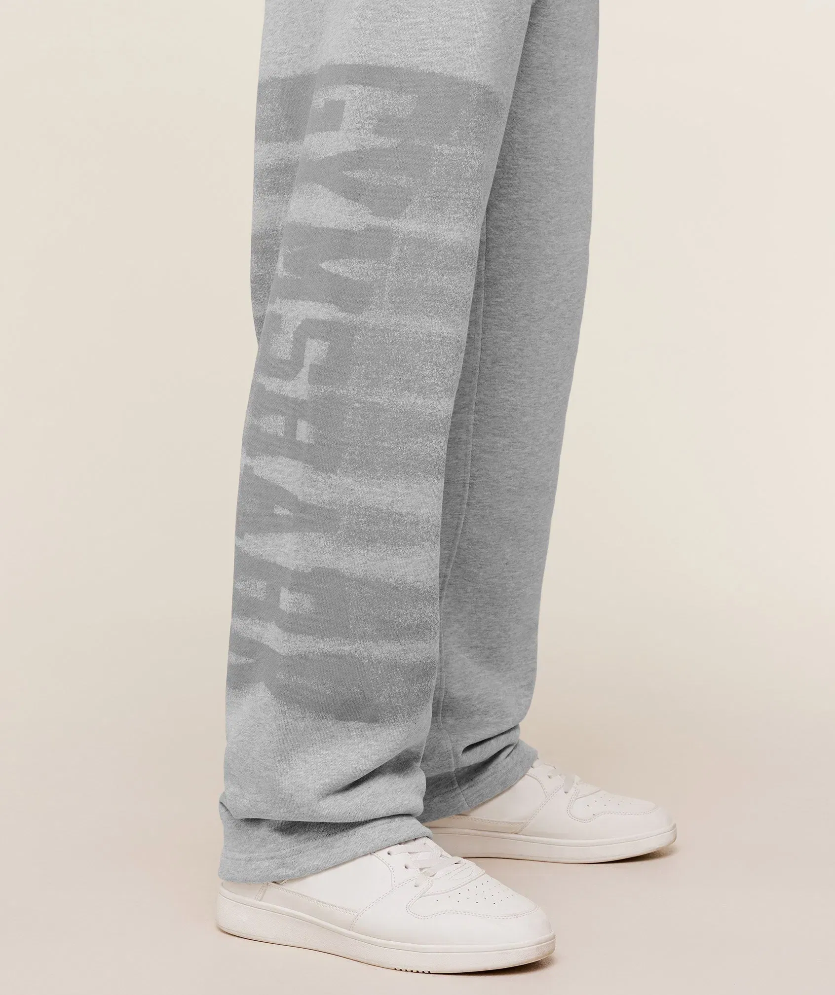 Gymshark Fade Graphic Straight Leg Pants Light Grey Core Marl