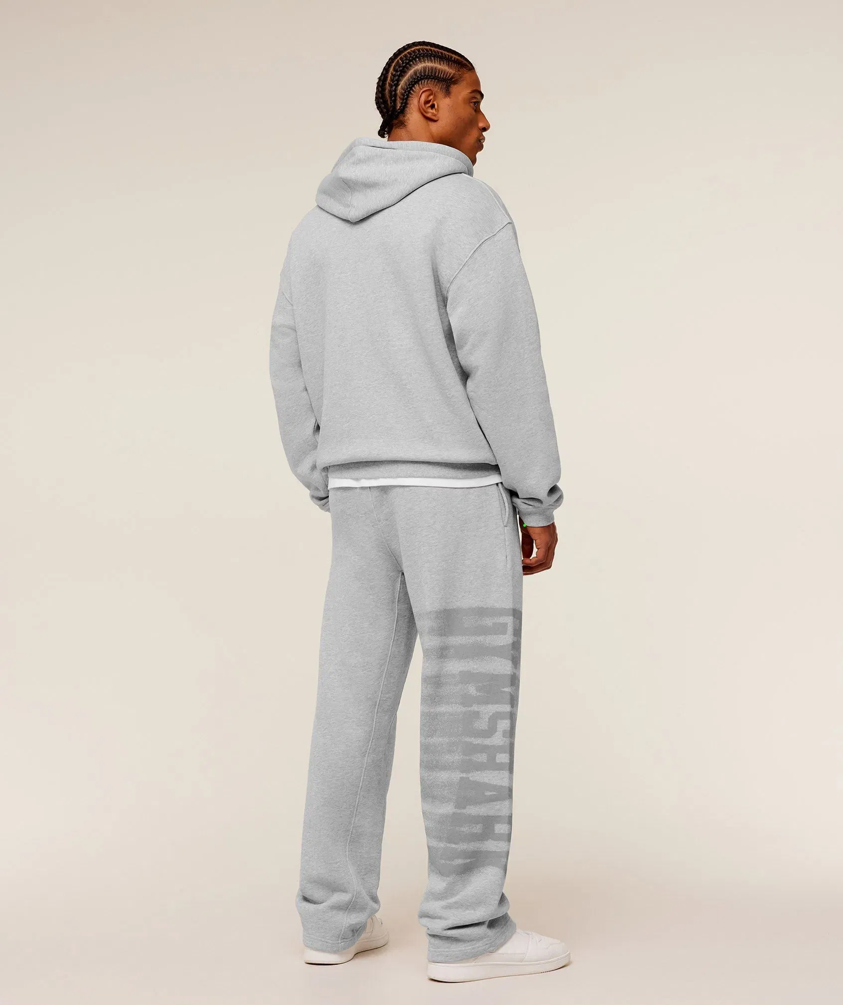 Gymshark Fade Graphic Straight Leg Pants Light Grey Core Marl