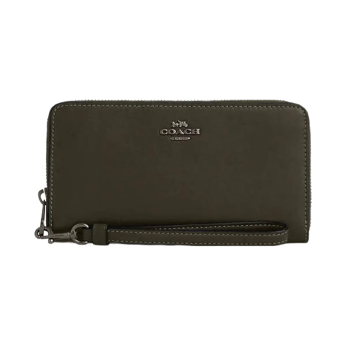 Coach Long Zip Around Wallet Calf Leather-Qb-Uniform Green