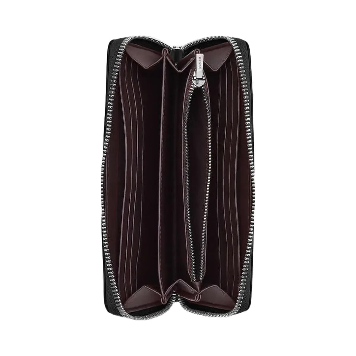 Coach Long Zip Around Wallet Calf Leather-Silver-Black