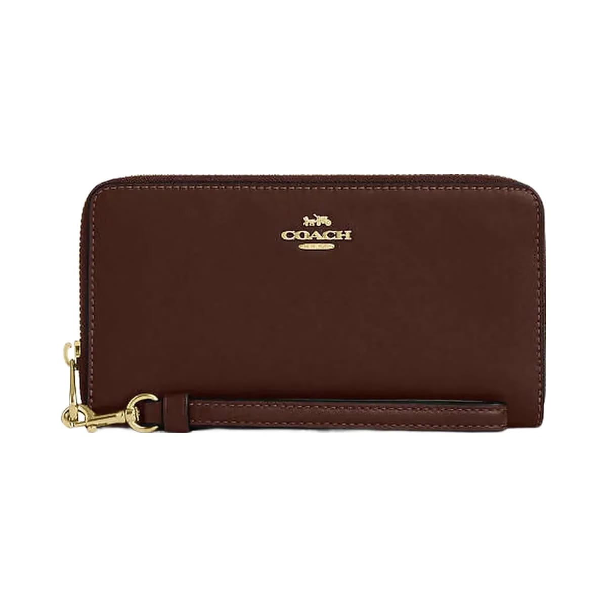 Coach Long Zip Around Wallet Calf Leather-Gold-Maple