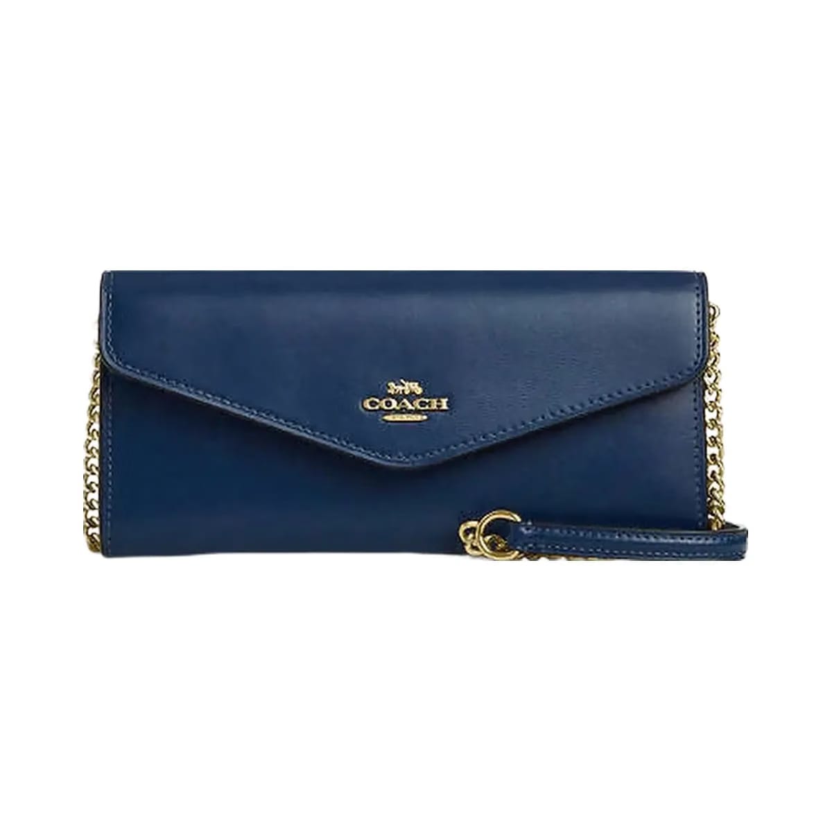Coach Klare Wallet With Chain Gold-Deep Blue