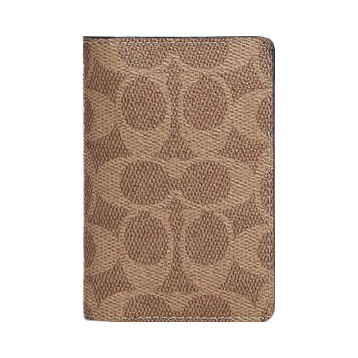 Coach Id Wallet In Signature Canvas Signature Canvas-Tan & Black