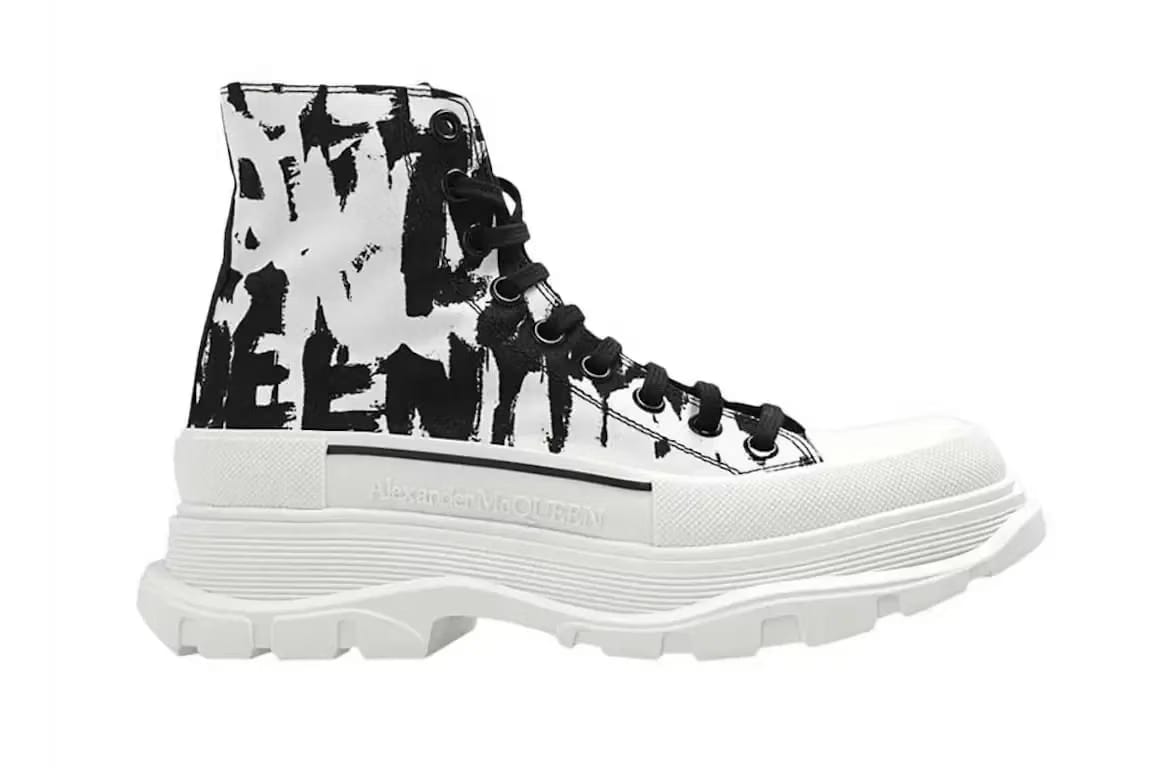 Alexander McQueen Tread Slick Boot Graffiti Logo - Black