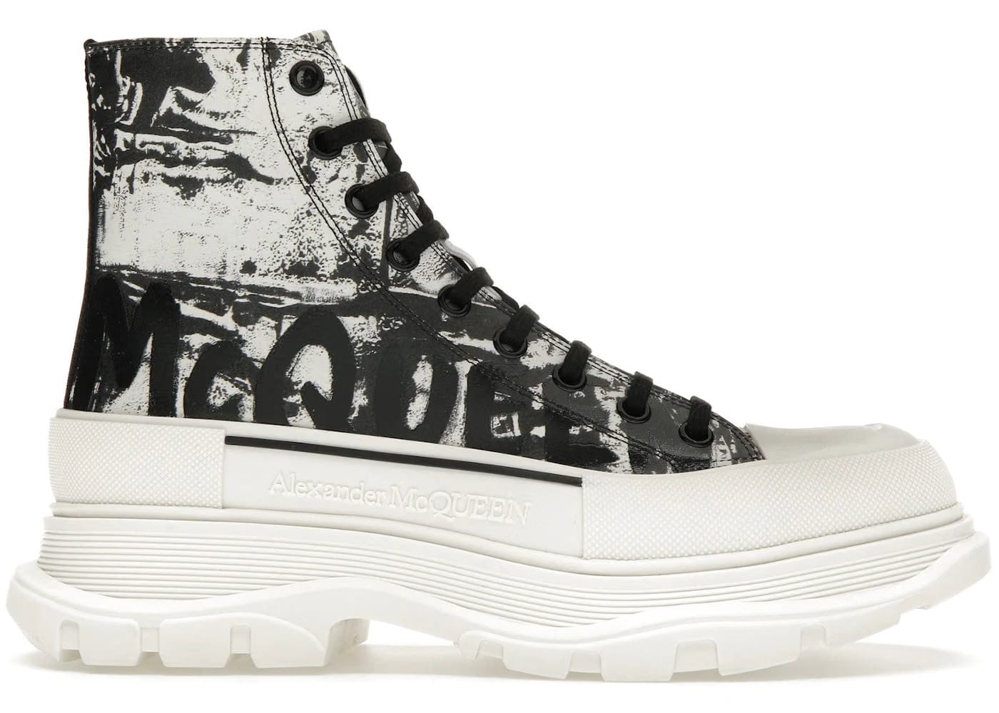 Alexander McQueen Tread Slick Boot Graffiti Logo - Black