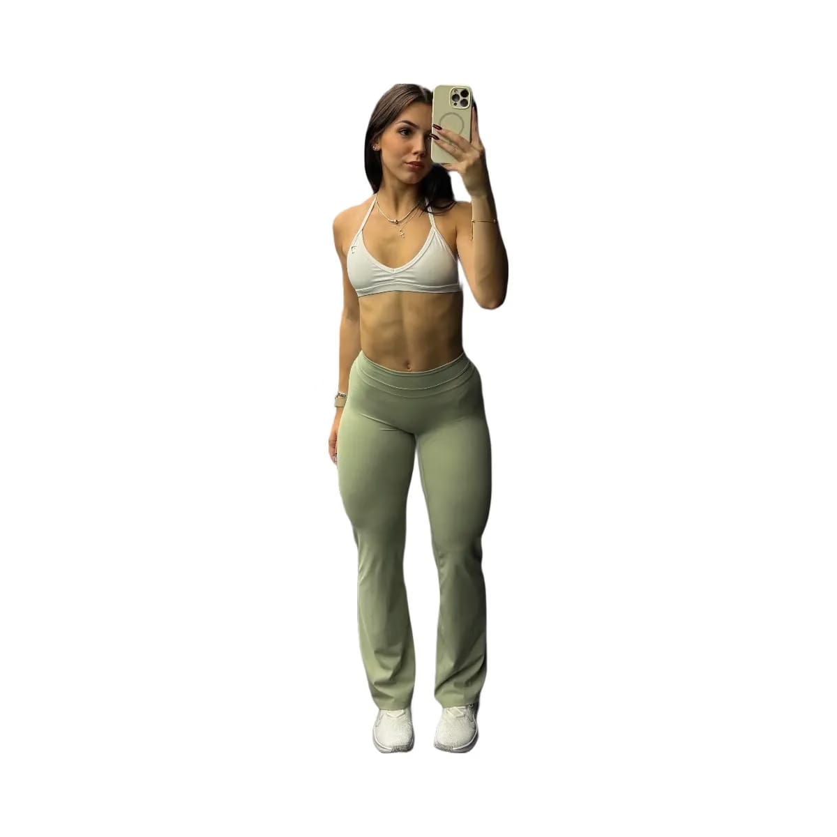 Gymshark Whitney Mid-High Rise Flared Leggings "Haze Green"