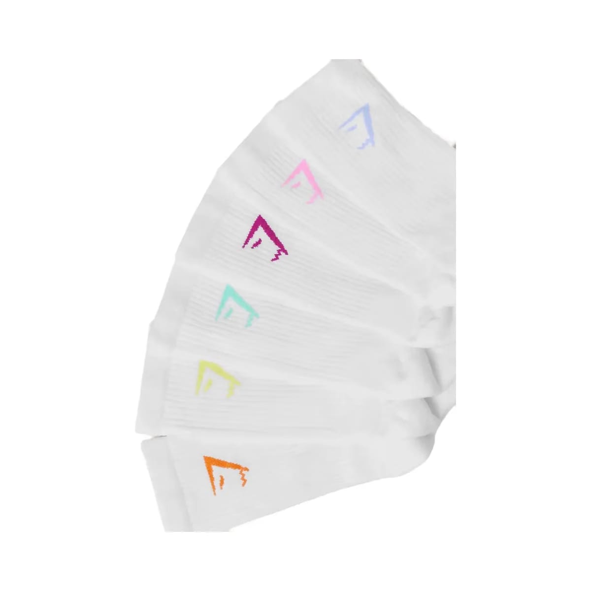 Gymshark Crew Socks 6pk "White Chilled Blue Focus Pink Super-Set Pink Pop Turquoise Sorbet Yellow Dayglow Peach"