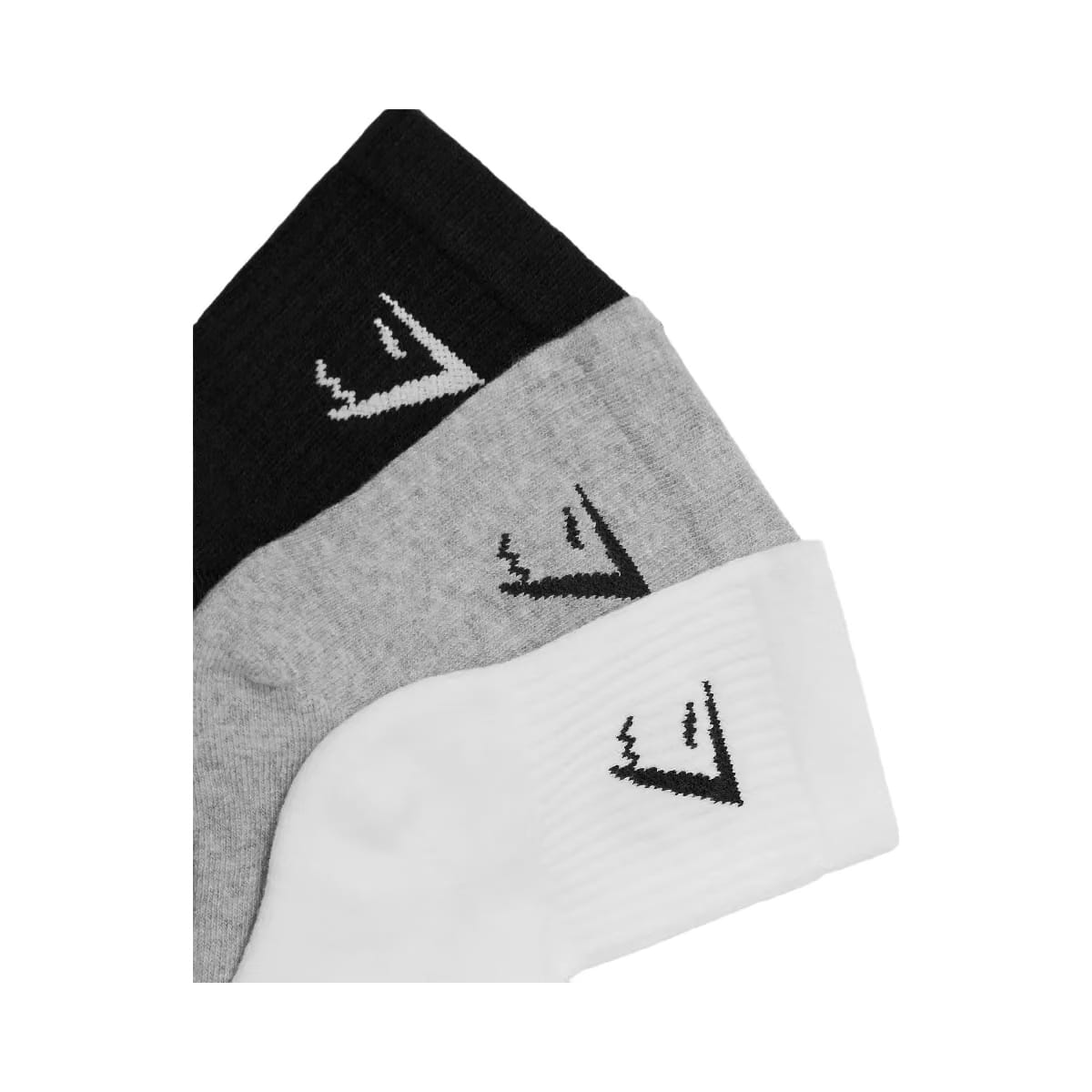 Gymshark Crew Socks 3pk "White Light Grey Core Marl Black"