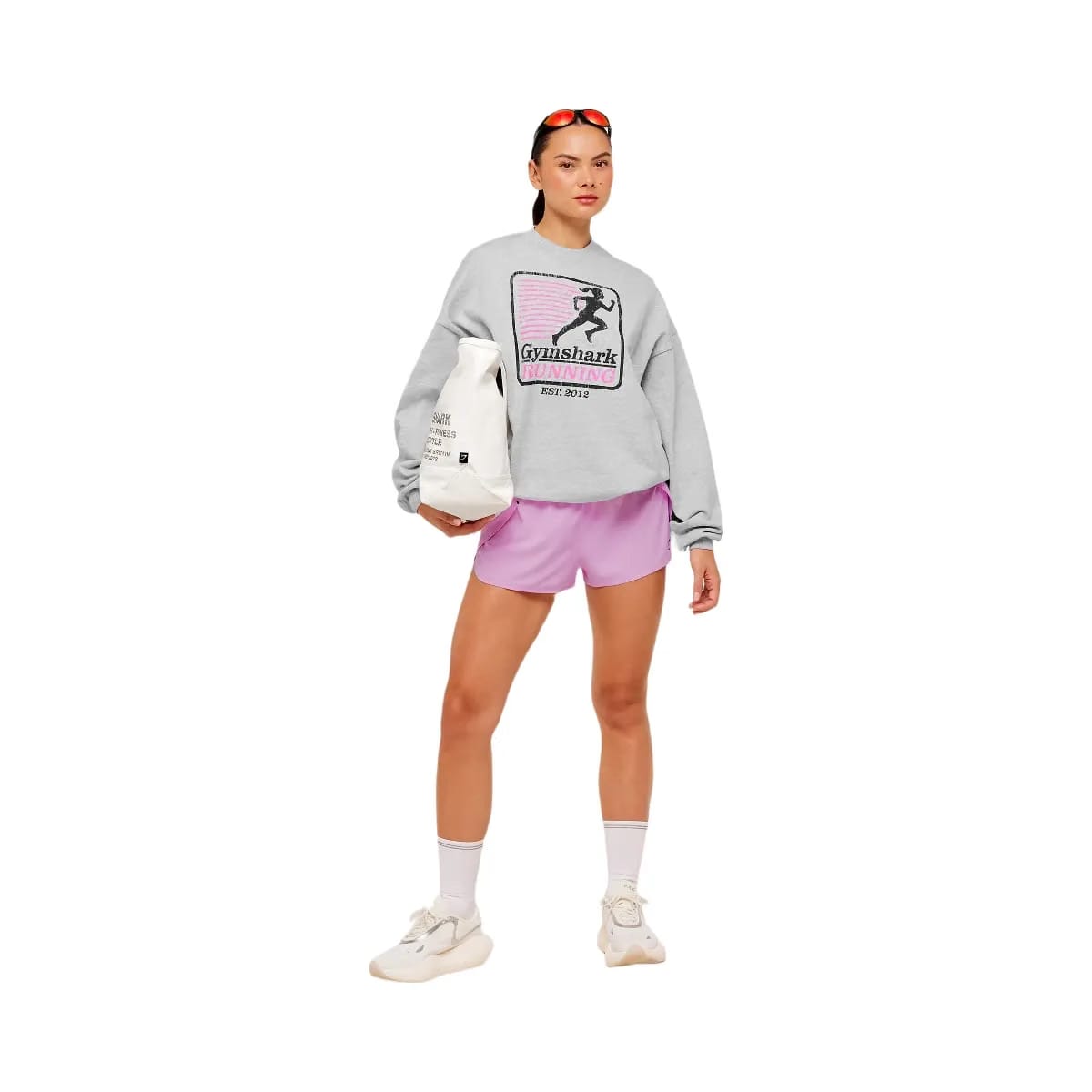 Gymshark Run Club Graphic Sweatshirt "Light Grey Core Marl"