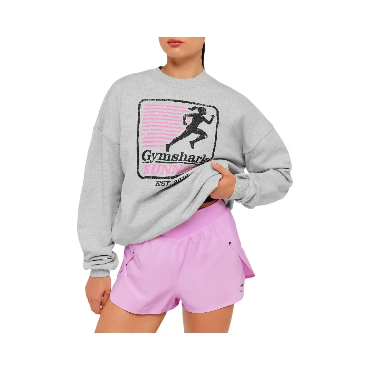 Gymshark Run Club Graphic Sweatshirt "Light Grey Core Marl"