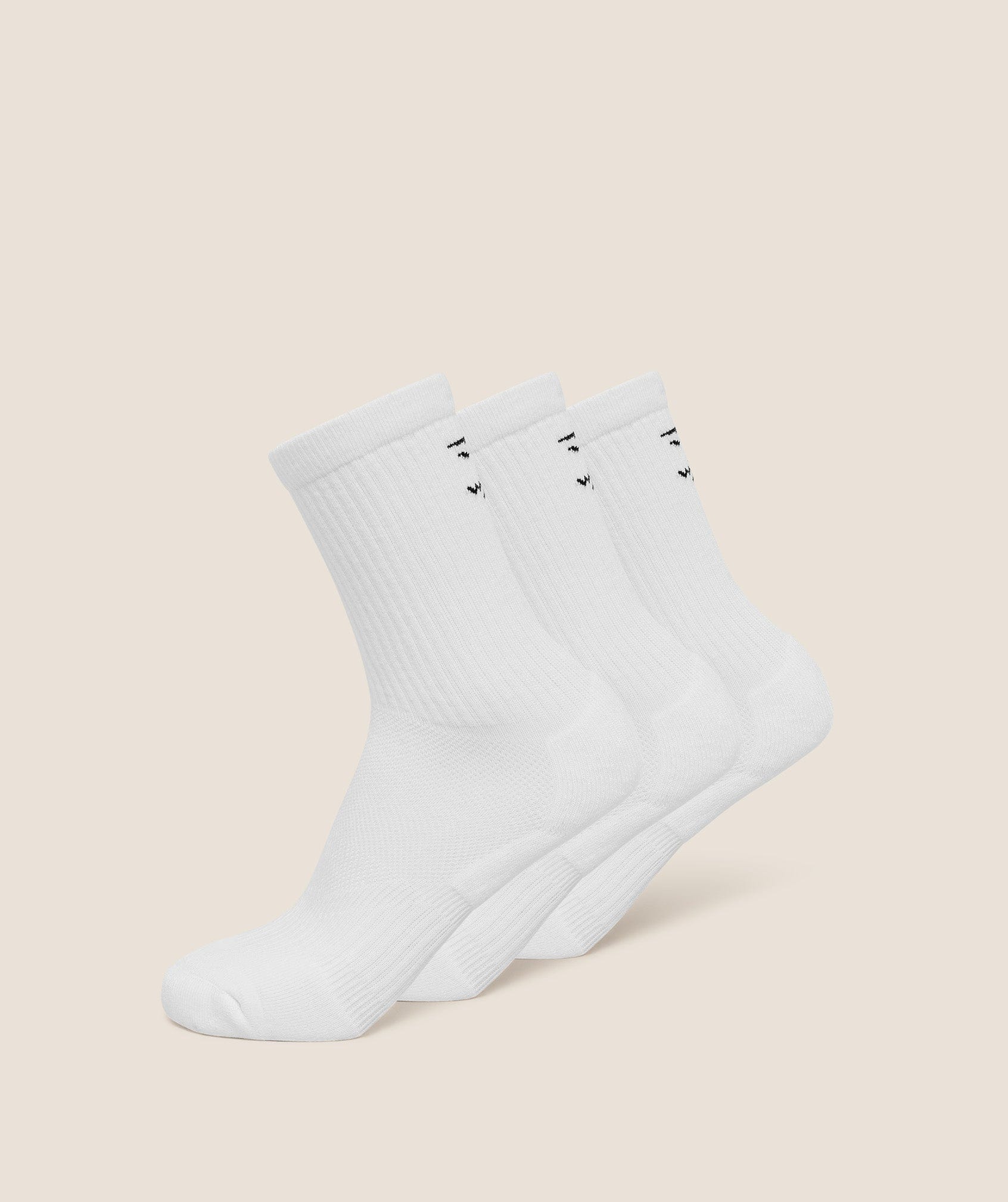 Gymshark Performance Crew Socks 3Pk Gs White
