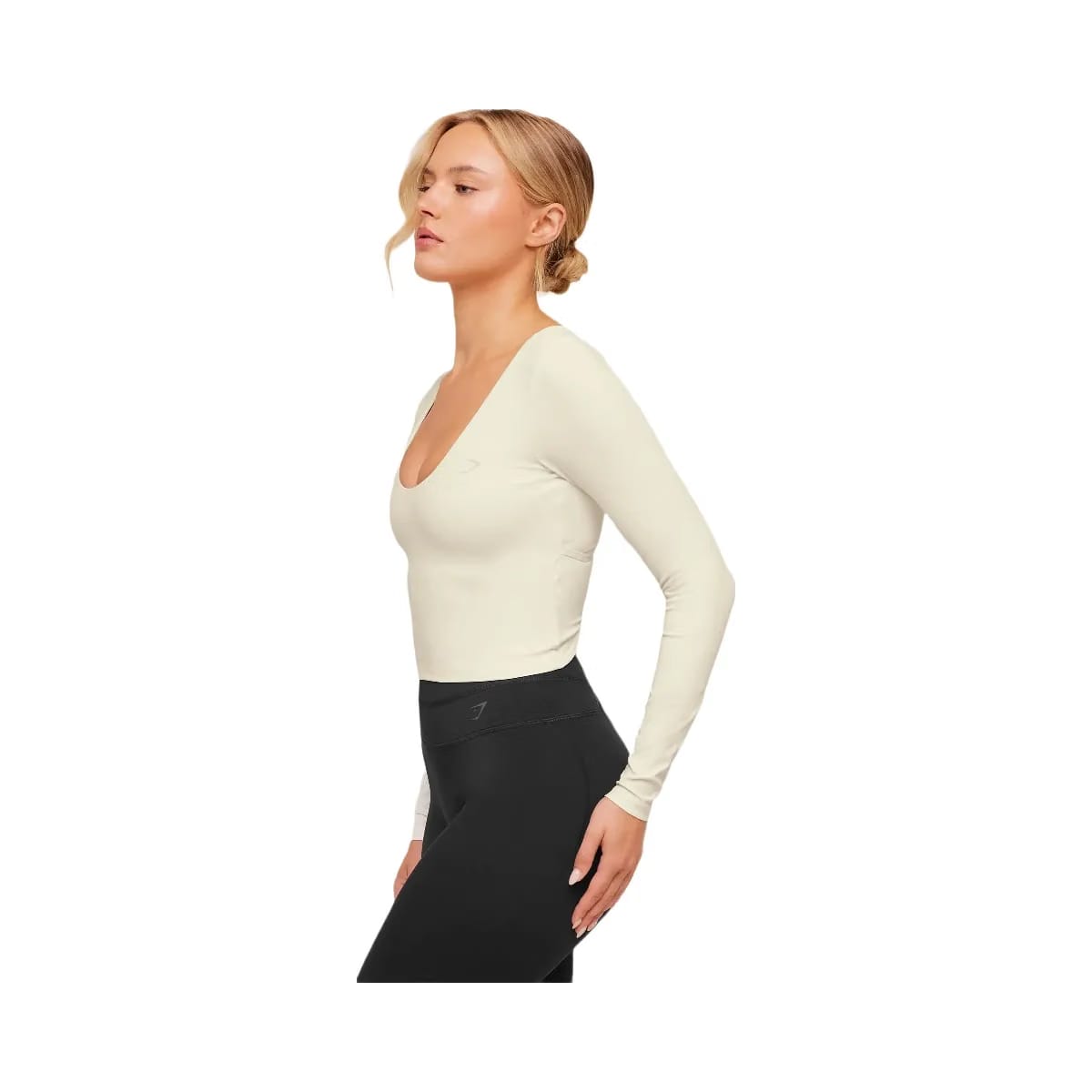 Gymshark Crossover Back Long Sleeve Top "Soft White"
