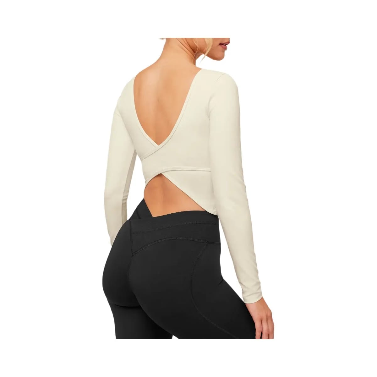 Gymshark Crossover Back Long Sleeve Top "Soft White"