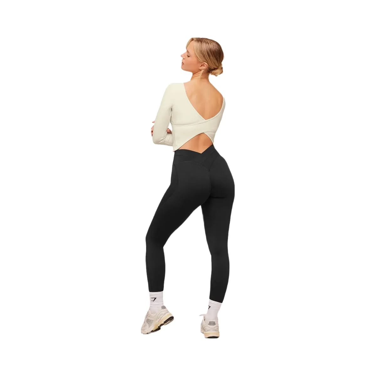 Gymshark Crossover Back Long Sleeve Top "Soft White"