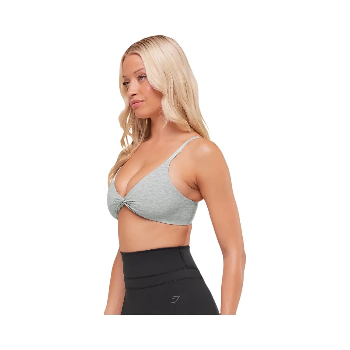 Gymshark Cotton Twist Front Bralette "Light Grey Core Marl"