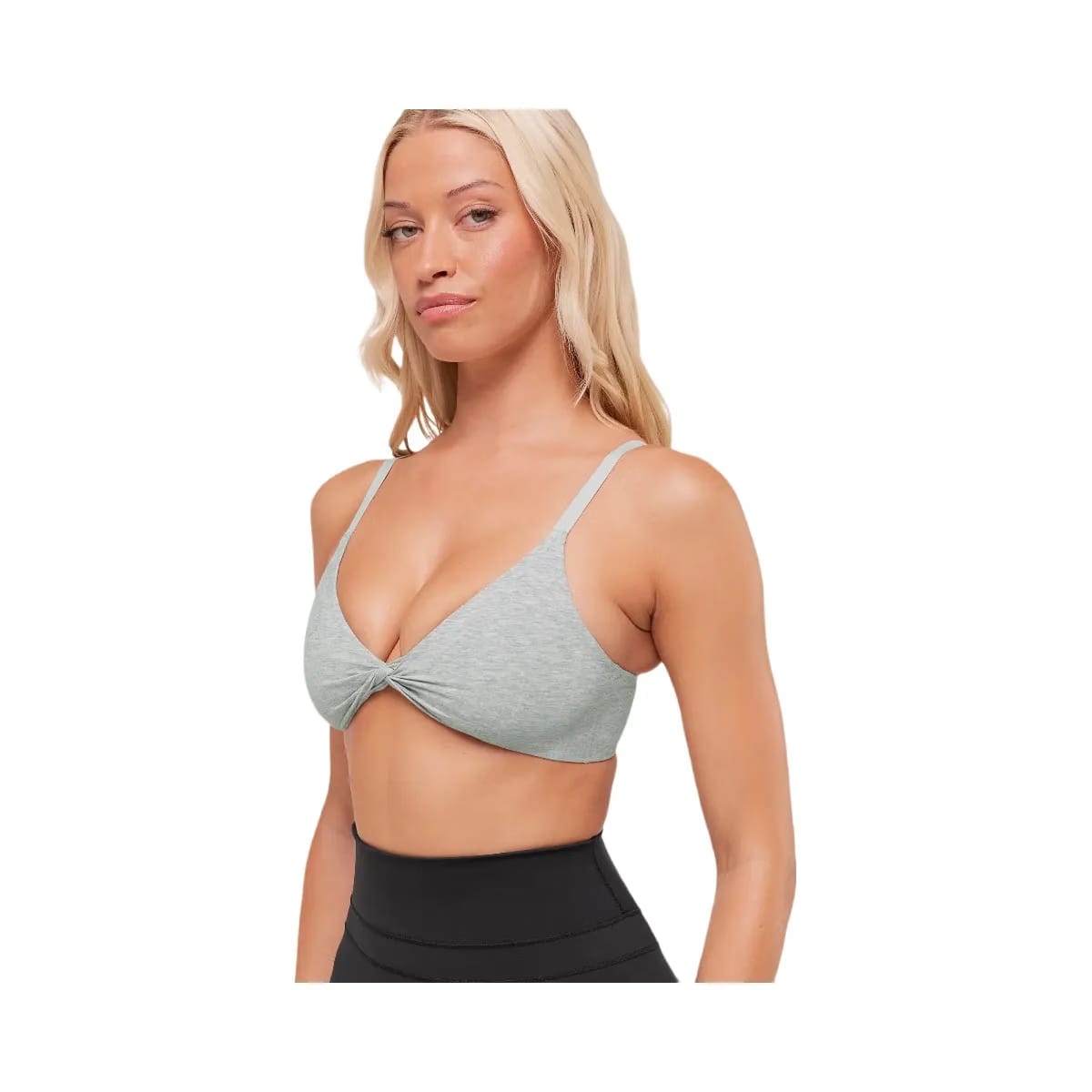 Gymshark Cotton Twist Front Bralette "Light Grey Core Marl"