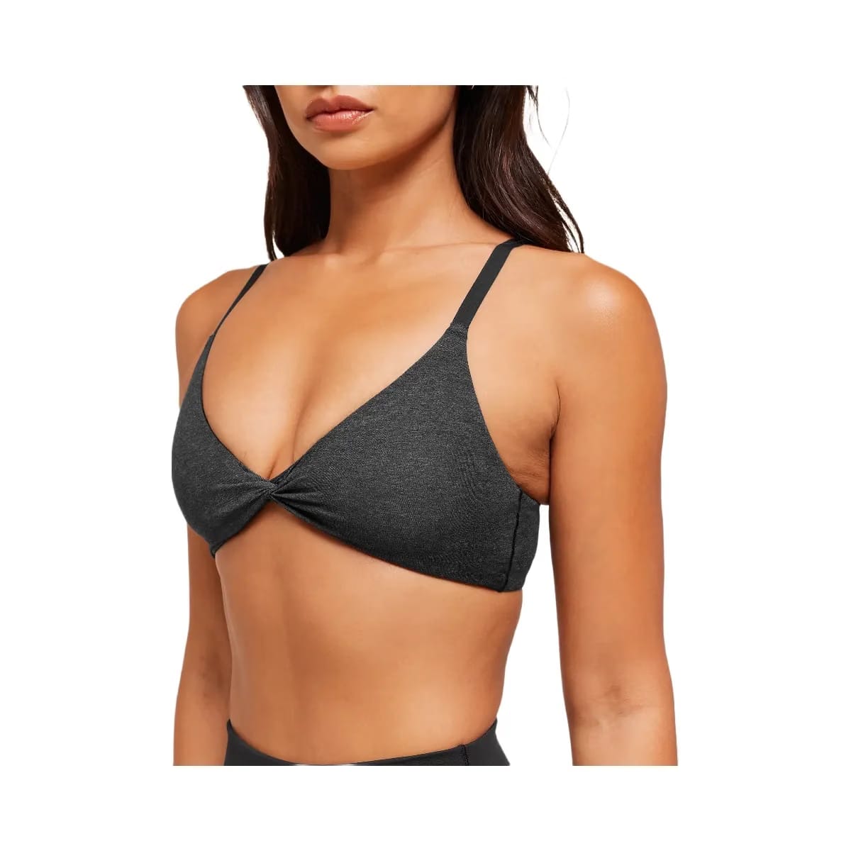Gymshark Cotton Twist Front Bralette "Bros Midnight Black Marl"