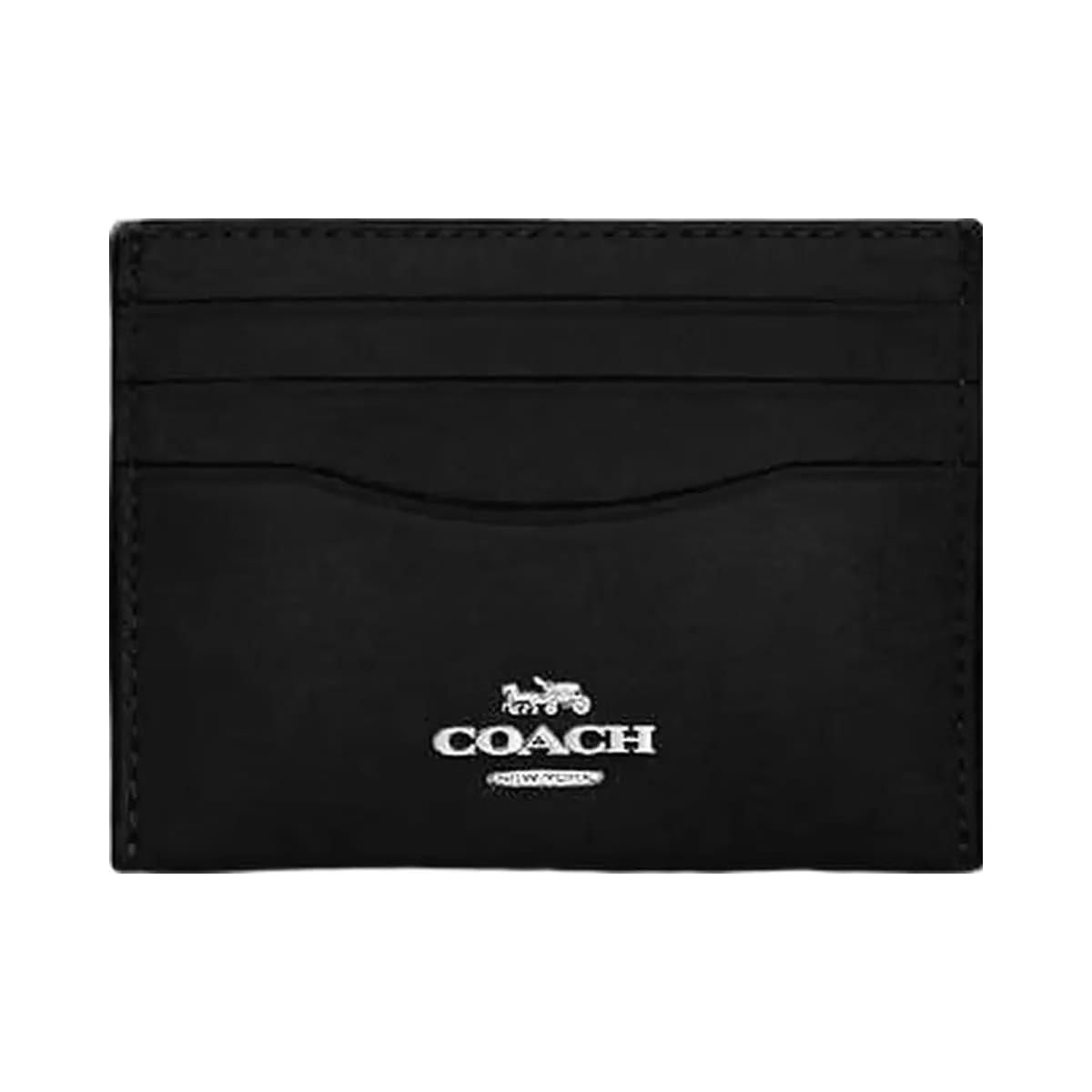 Coach Slim Id Card Case Glazed Leather-Silver-Black