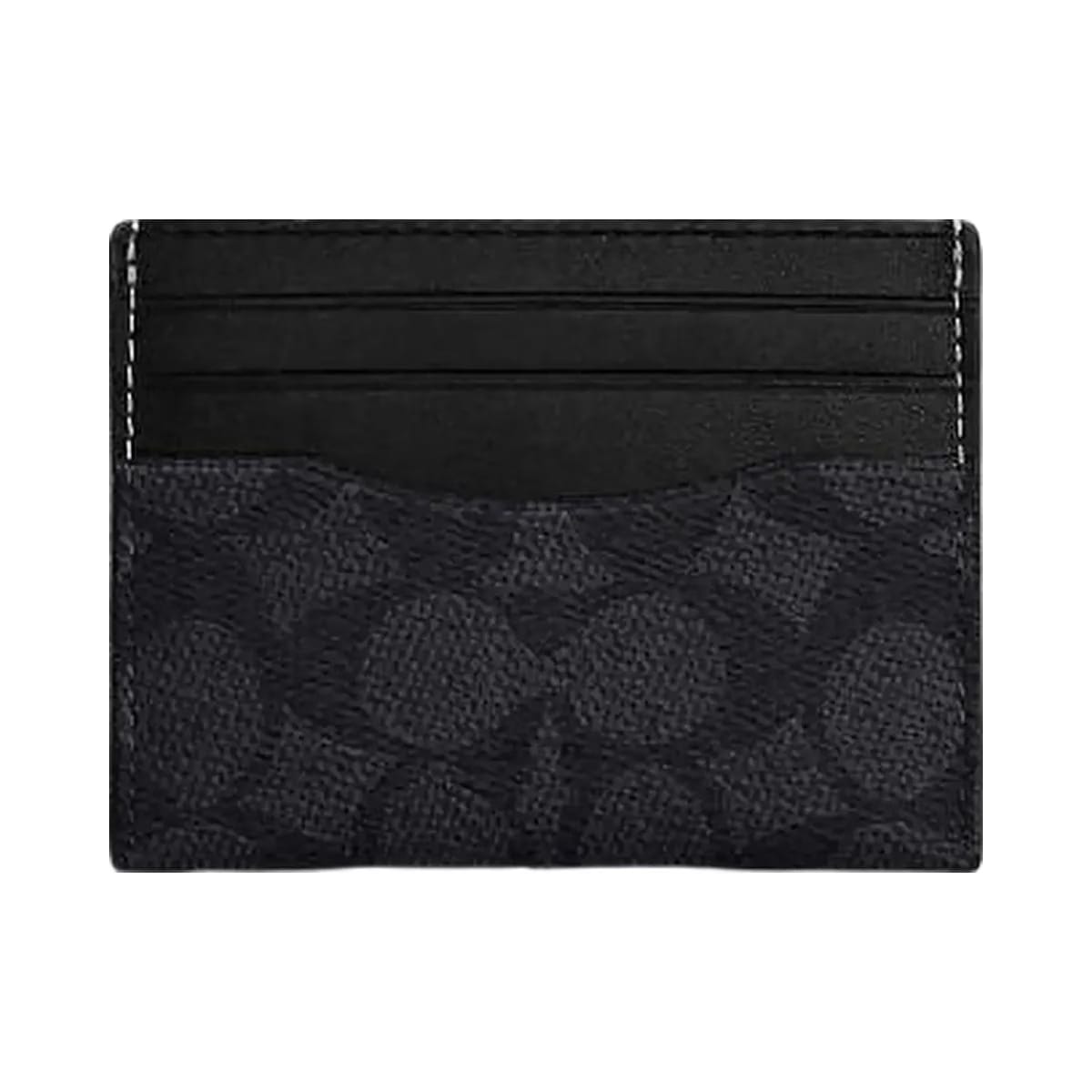 Coach Slim Id Card Case In Signature Canvas Charcoal Black