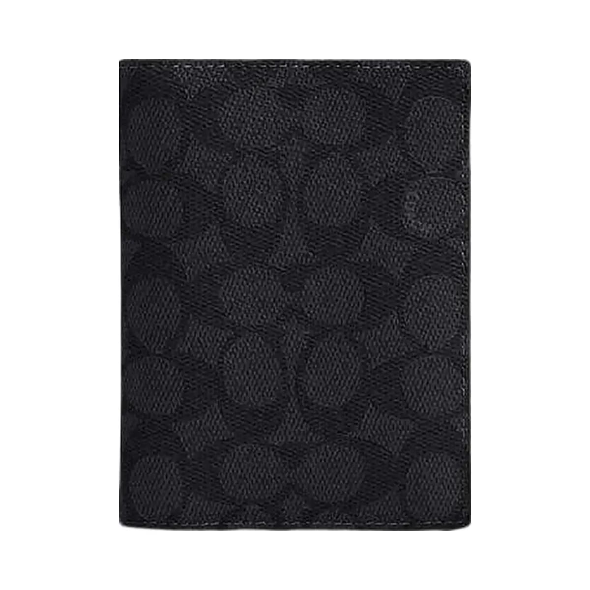 Coach Passport Card Case In Signature Canvas Signature Canvas-Gunmetal-Charcoal-Black
