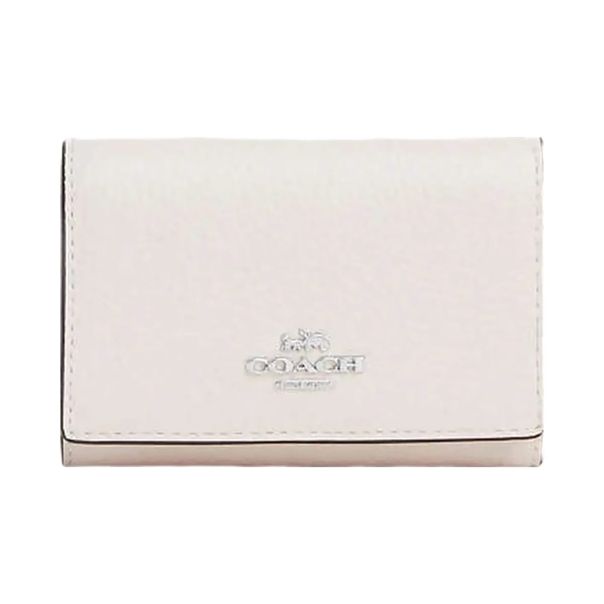 Coach Micro Wallet Pebbled Leather-Silver-Chalk