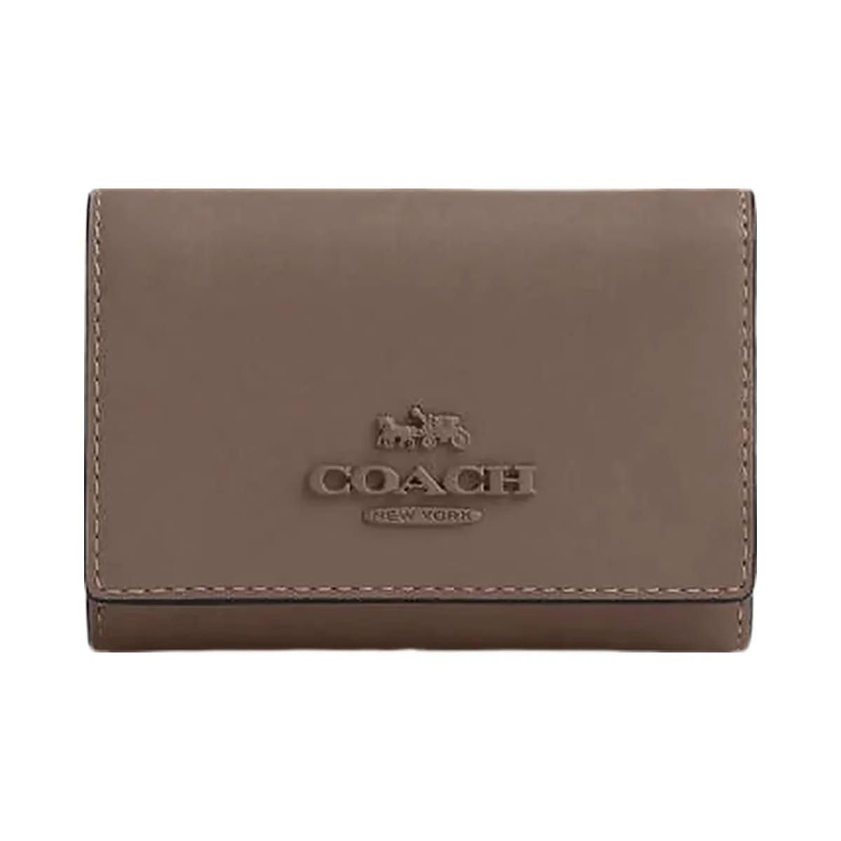 Coach Micro Wallet Leather-Gold-Dark Stone