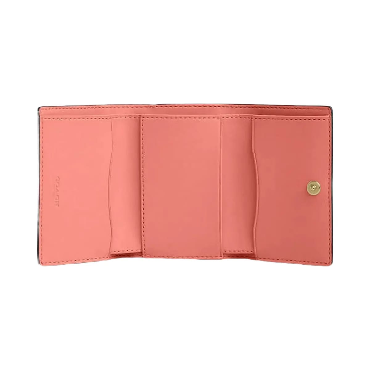 Coach Micro Wallet Leather-Gold-Bright Coral