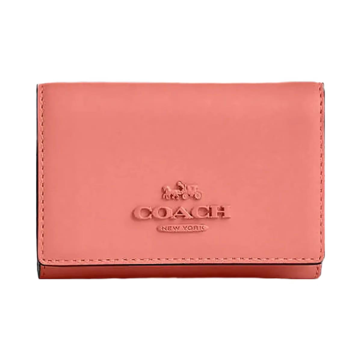 Coach Micro Wallet Leather-Gold-Bright Coral