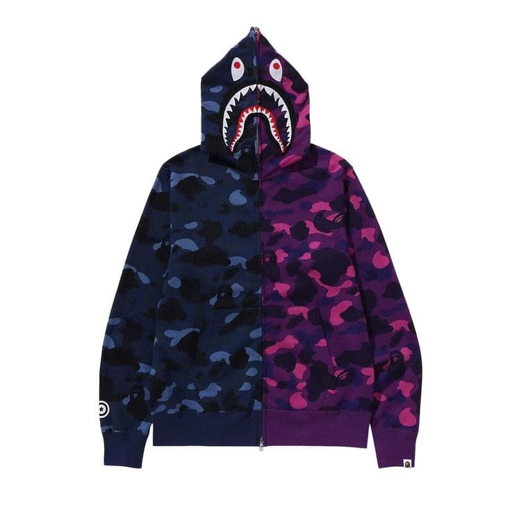 BAPE Color Camo Separate Shark Full Zip Hoodie Navy/Purple