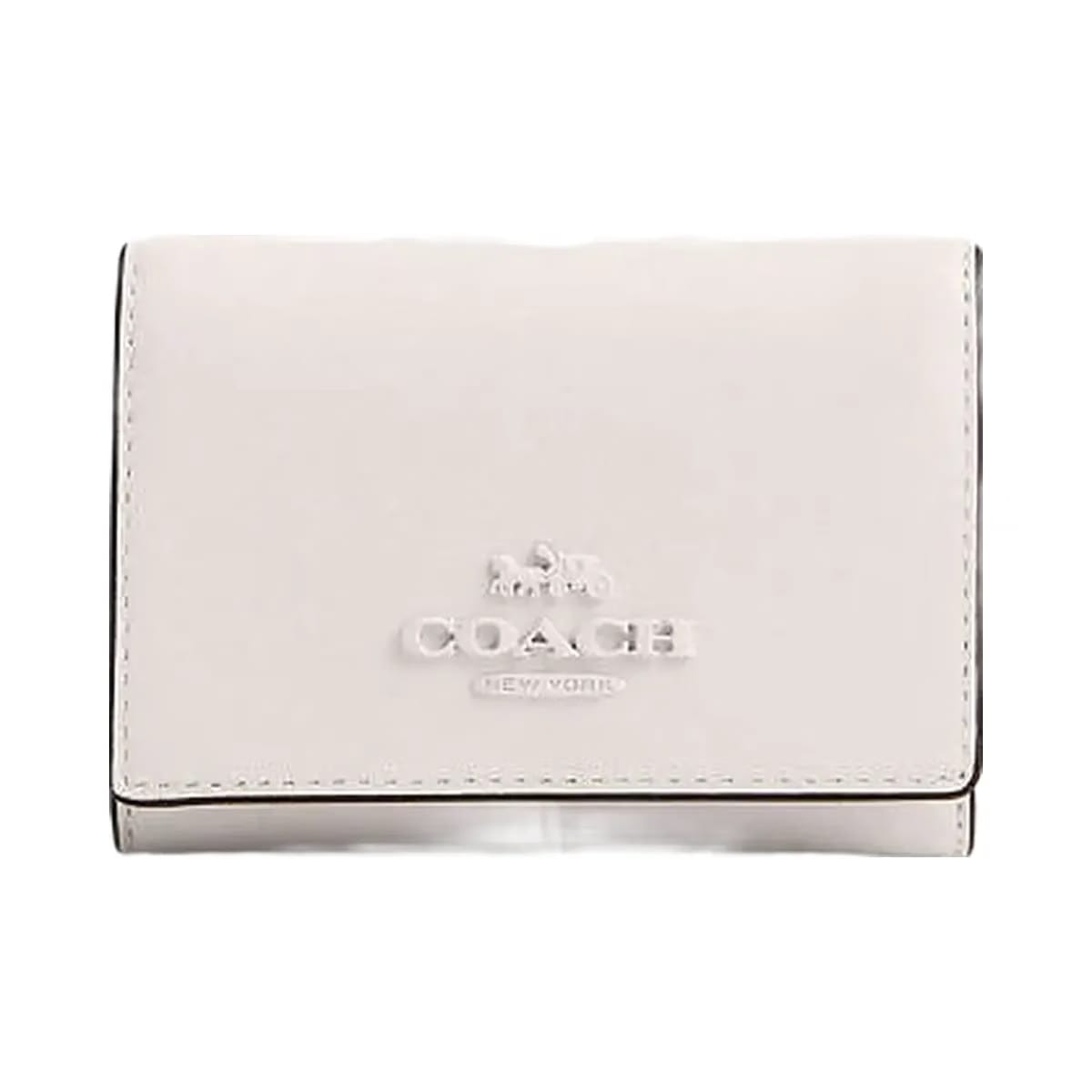 Coach Micro Wallet Leather-Silver-Chalk