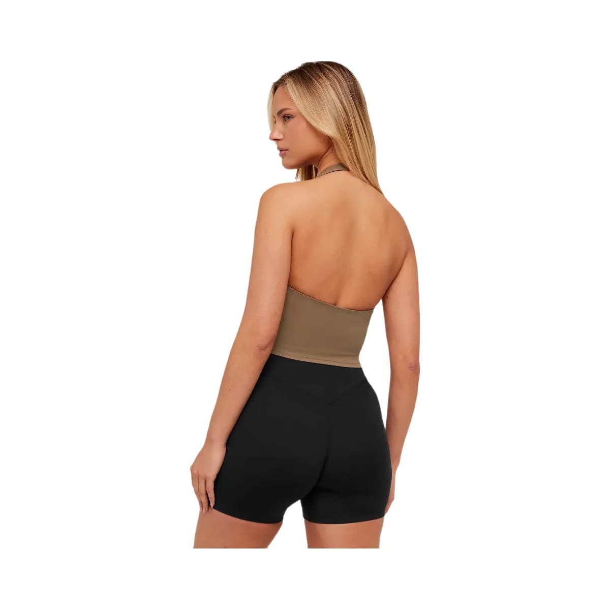 Gymshark Halter Neck Cami with Shelf "Caramel Brown"