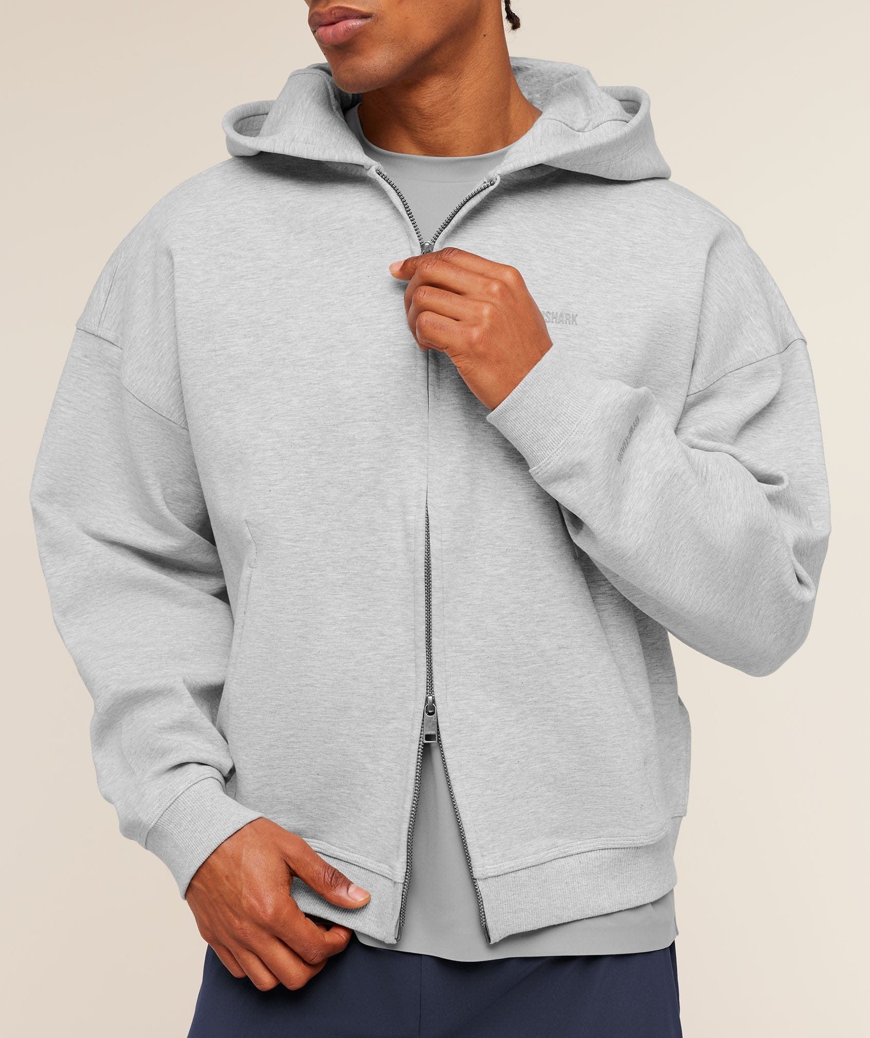 Gymshark Evolve Lightweight Zip Through Hoodie Bros Soft Grey Marl