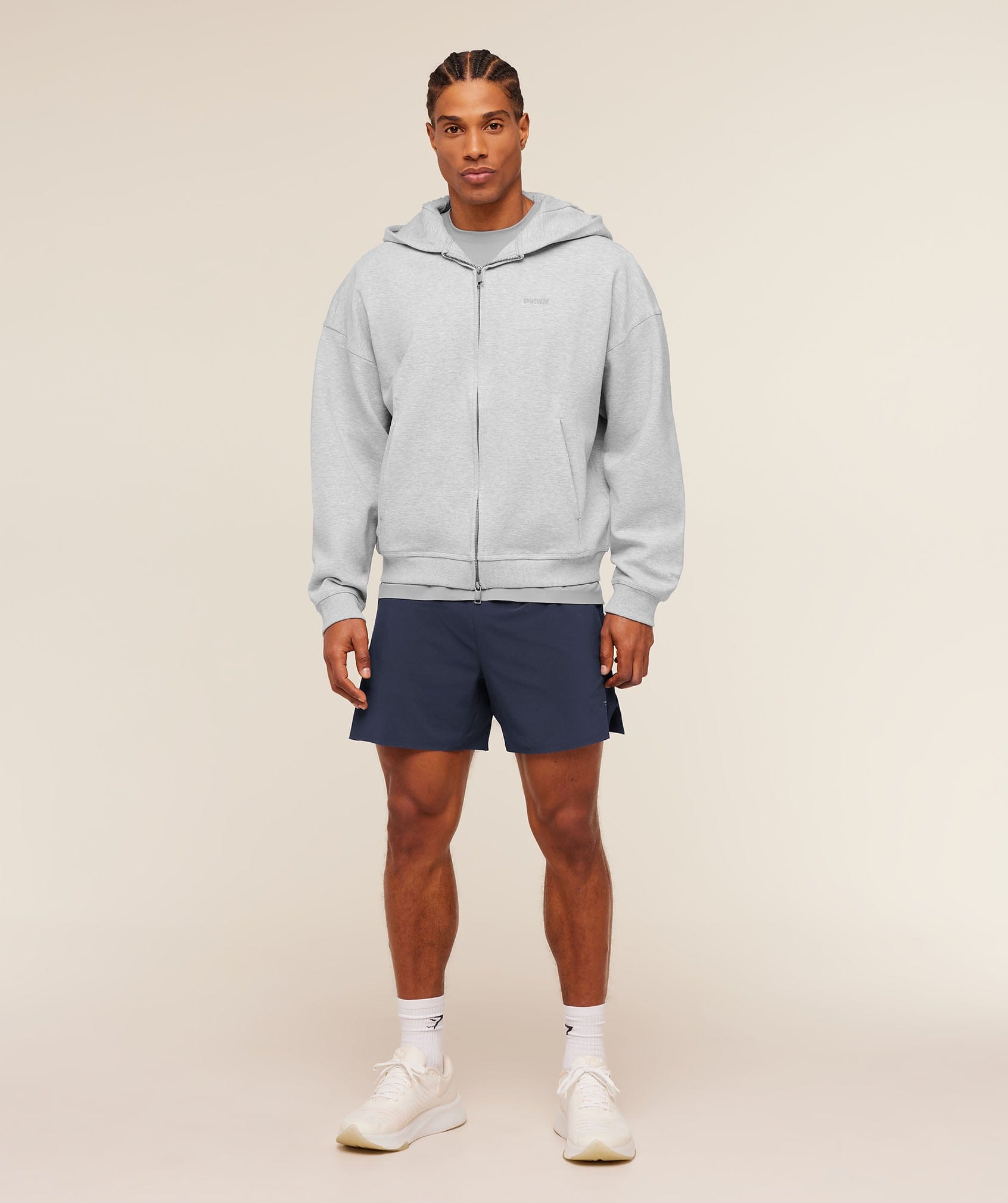 Gymshark Evolve Lightweight Zip Through Hoodie Bros Soft Grey Marl