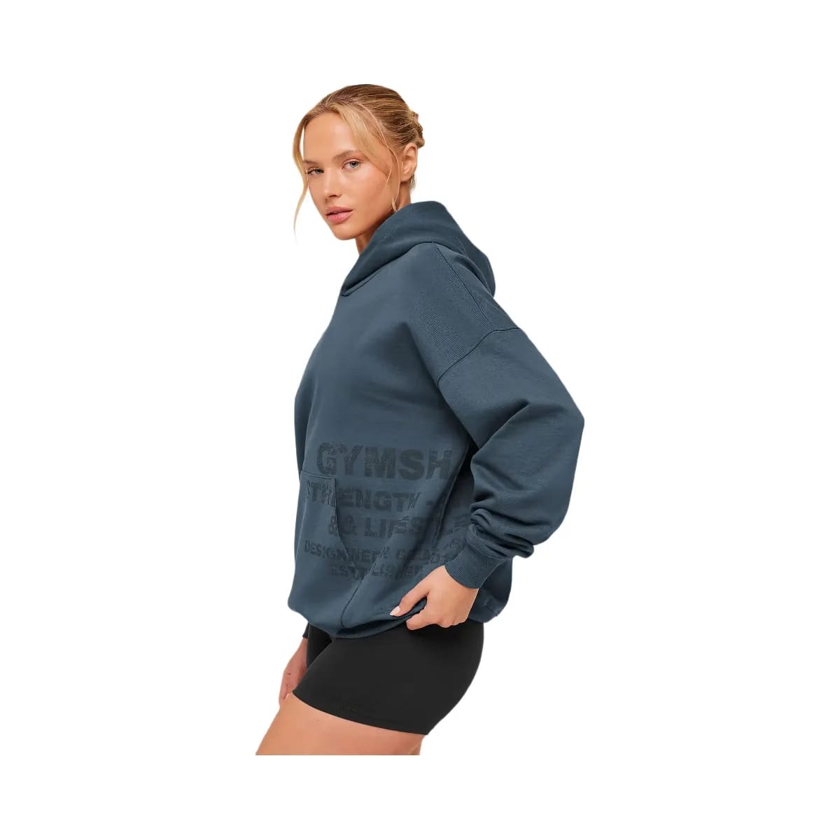 Gymshark Stacked Graphic Hoodie "Stealth Blue"