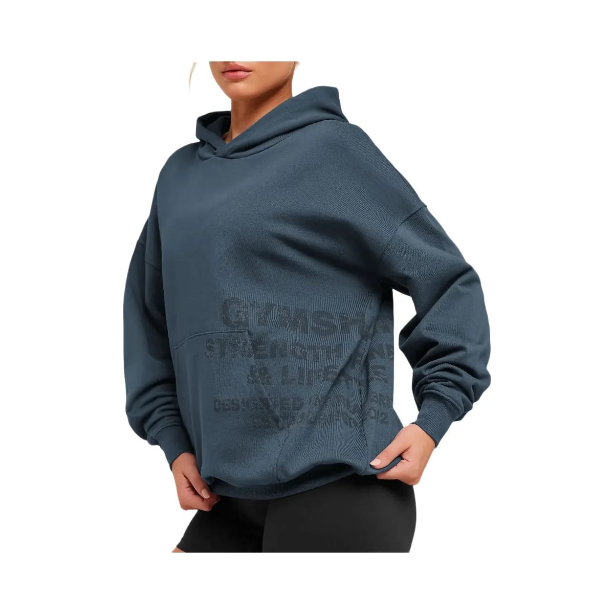 Gymshark Stacked Graphic Hoodie "Stealth Blue"